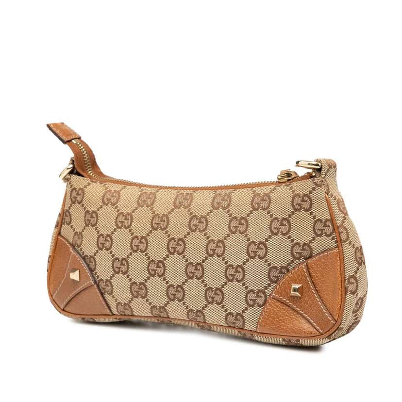 Gucci GG Canvas Nailhead Shoulder Bag Brown Canvas Good condition - Back View