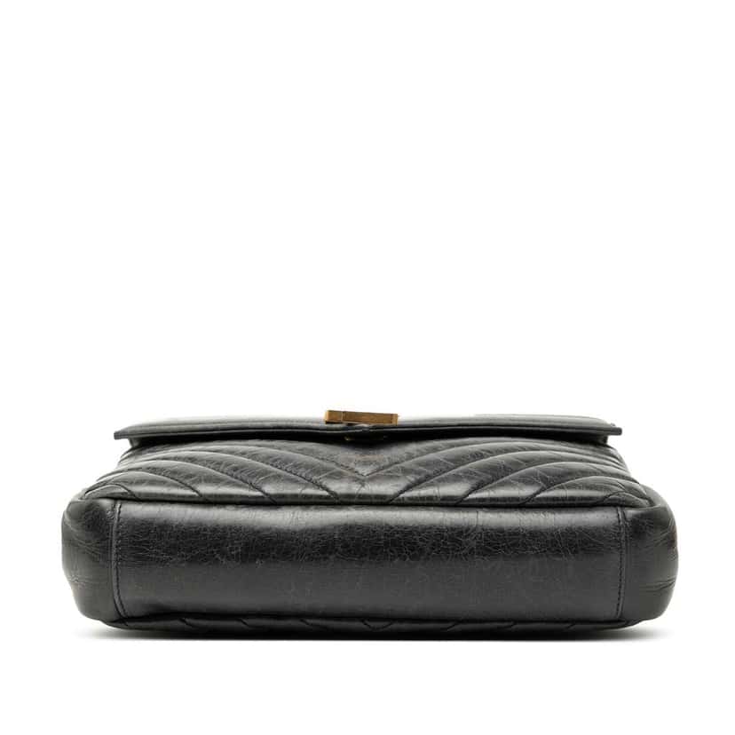 Saint Laurent Medium Chevron Sheepskin Monogram College Satchel Black Leather Good condition - Inside View