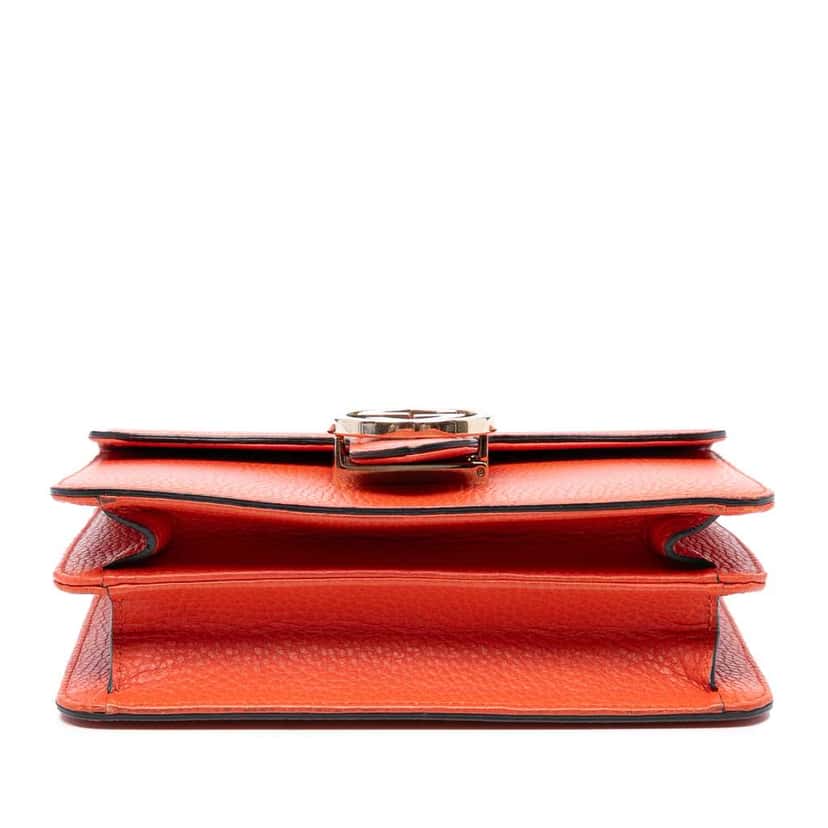 Gucci Small Dollar Calfskin Interlocking G Crossbody Orange Leather Very good condition - Inside View