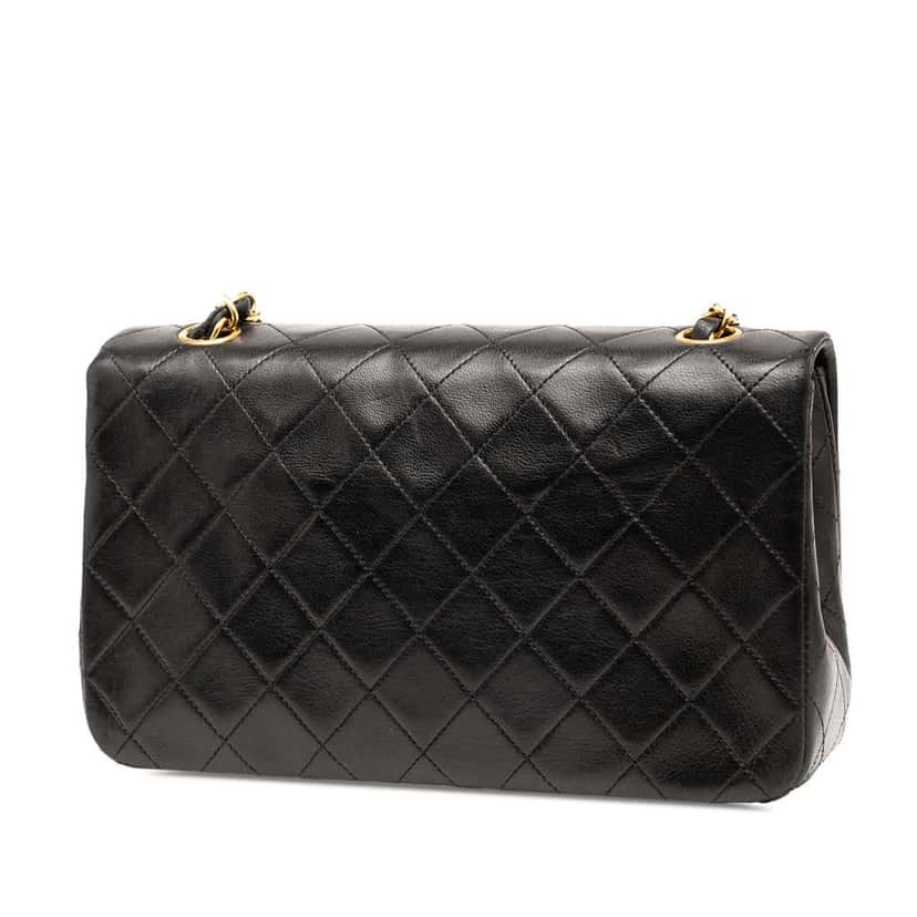 Chanel CC Quilted Lambskin Full Flap Black Leather Good condition - Back View