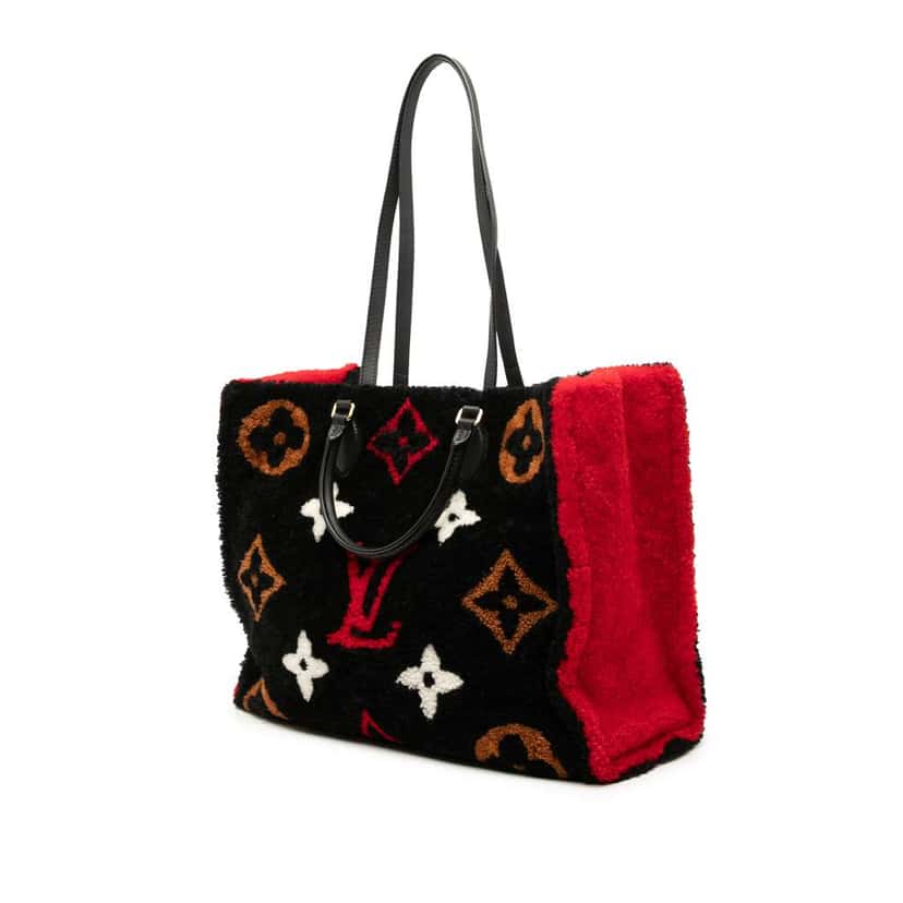 Louis Vuitton Monogram Giant Shearling Teddy Onthego GM Black Wool Very good condition - Back View