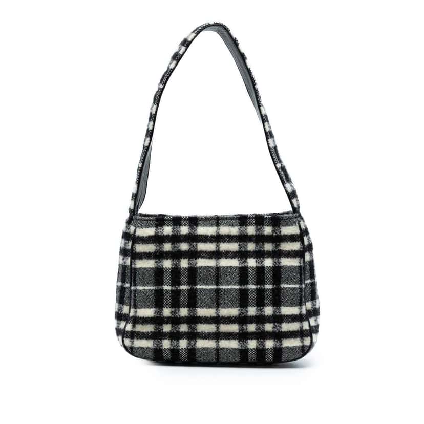 Burberry Vintage Check Wool Shoulder Bag Black Wool Very good condition - Front View