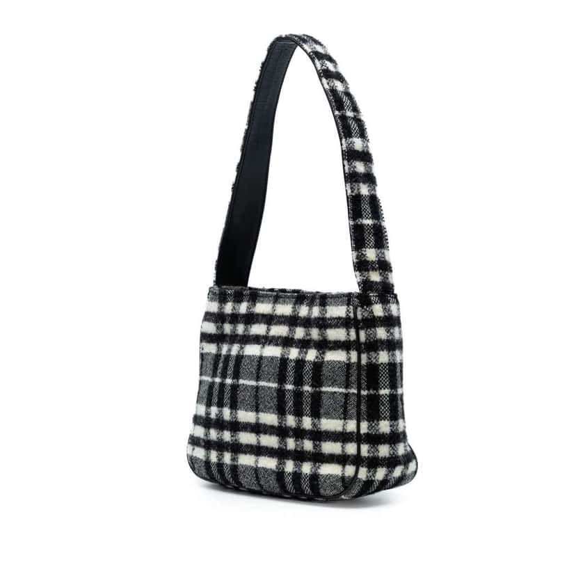 Burberry Vintage Check Wool Shoulder Bag Black Wool Very good condition - Back View