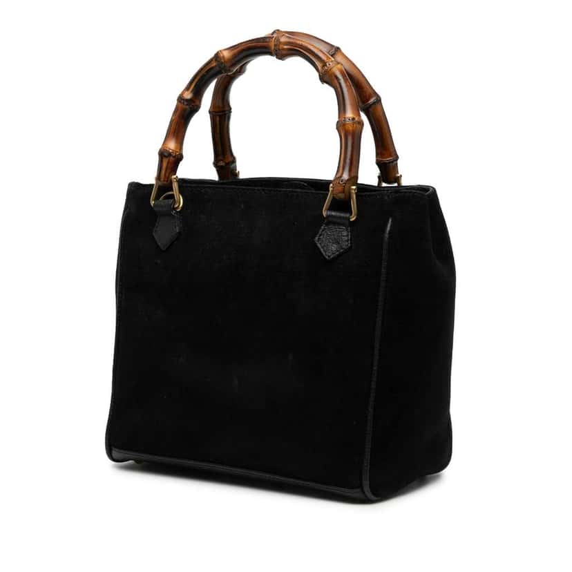 Gucci Suede Bamboo Satchel Black Leather Good condition - Back View