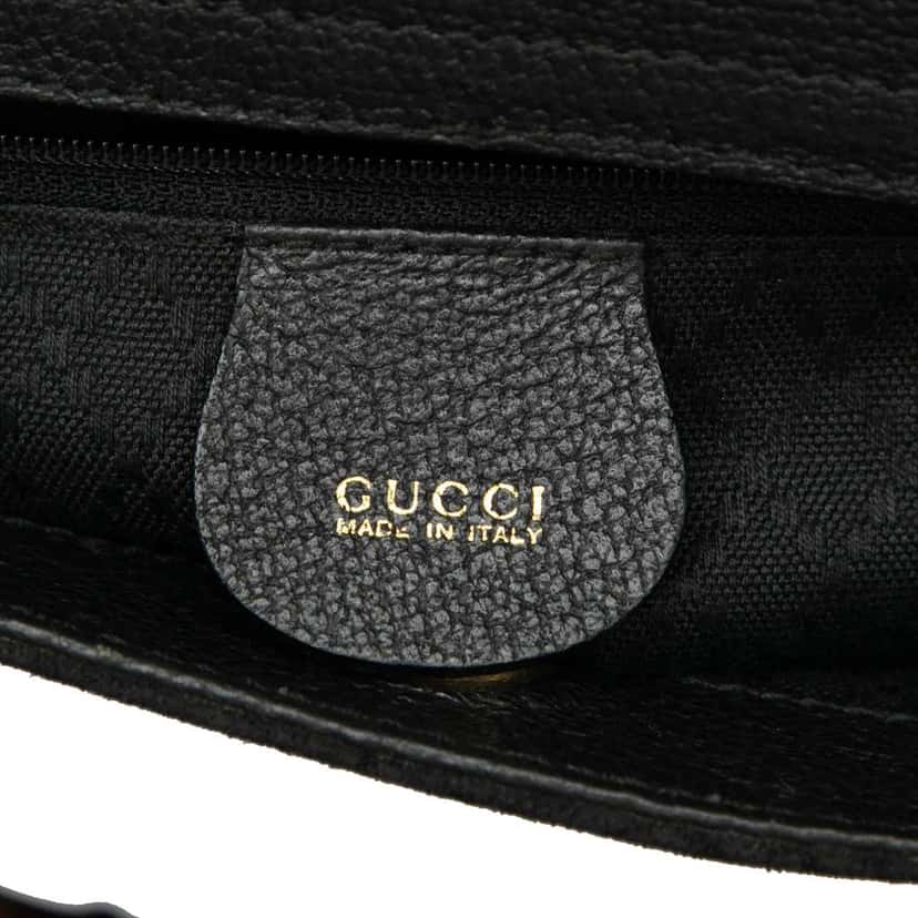 Gucci Suede Bamboo Satchel Black Leather Good condition - Box View