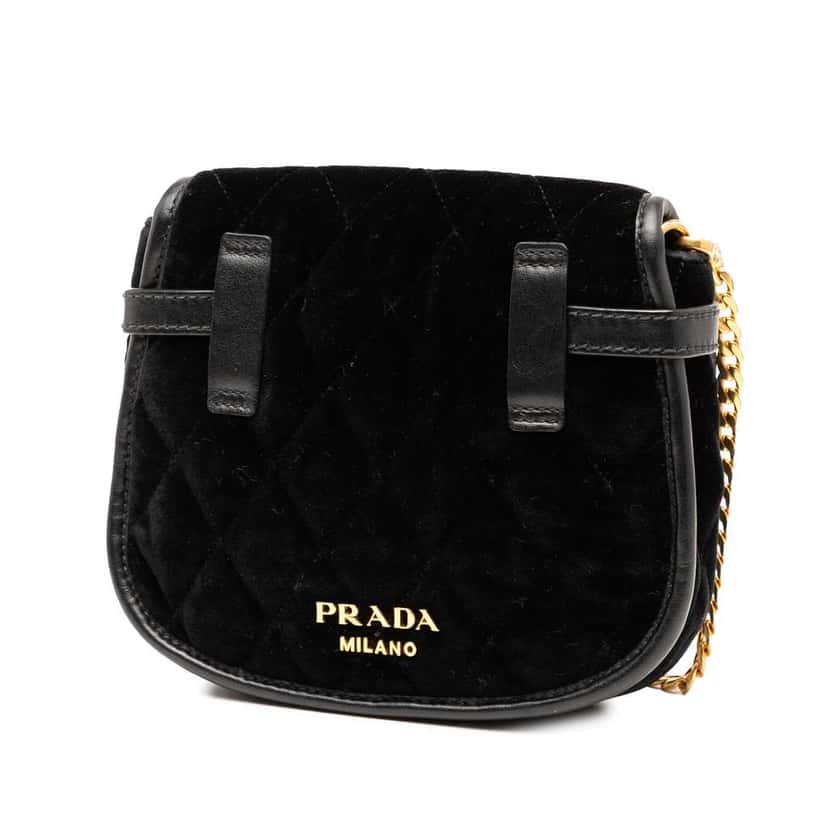 Prada Impuntu Velluto Corsaire Crossbody Black Velvet Very good condition - Back View