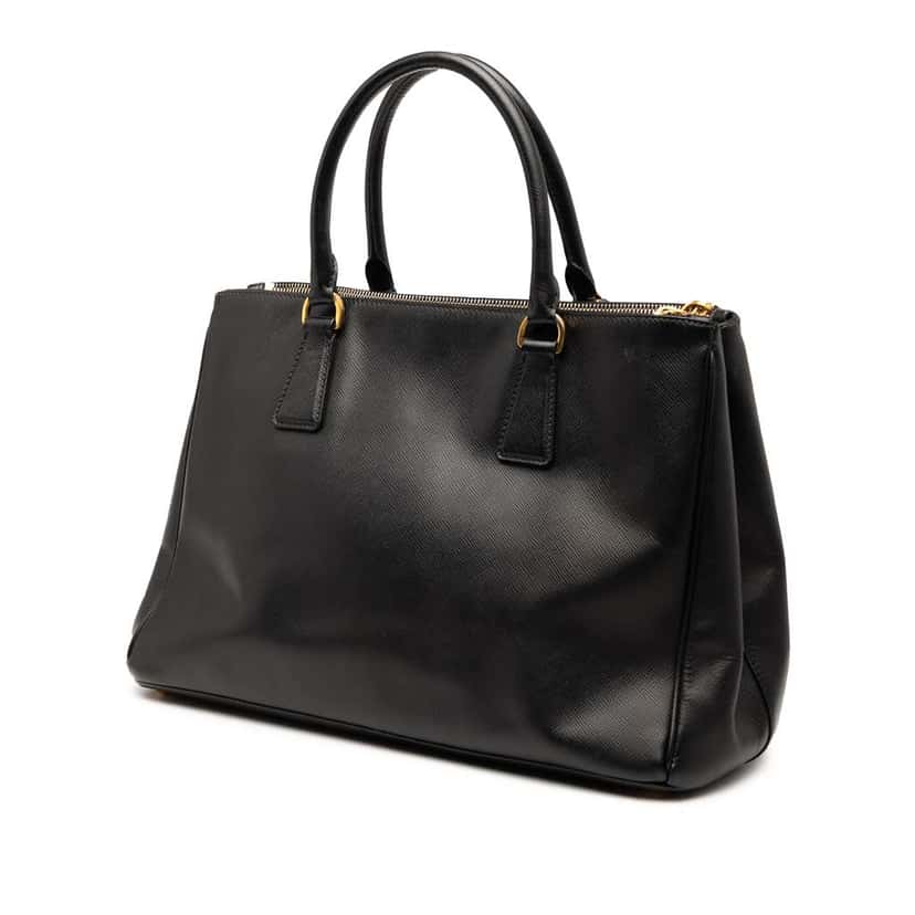 Prada Medium Saffiano Lux Galleria Double Zip Satchel Black Leather Good condition - Back View