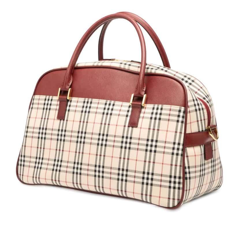 Burberry House Check Canvas Satchel Brown Canvas Good condition - Back View