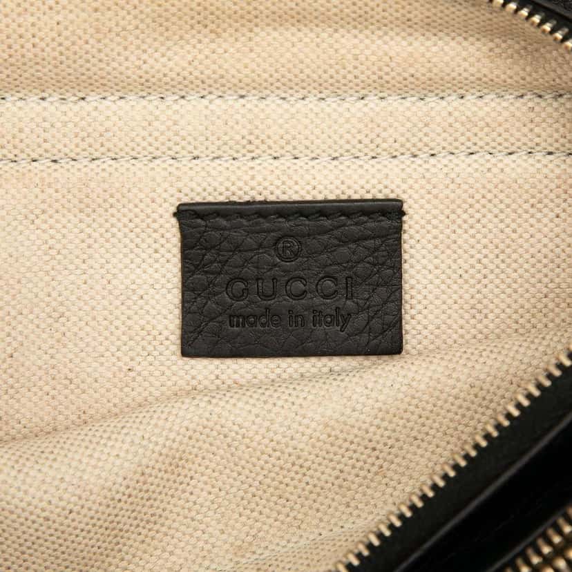 Gucci Pebbled Calfskin Piston Broadway Evening Bag Black Leather Good condition - Box View