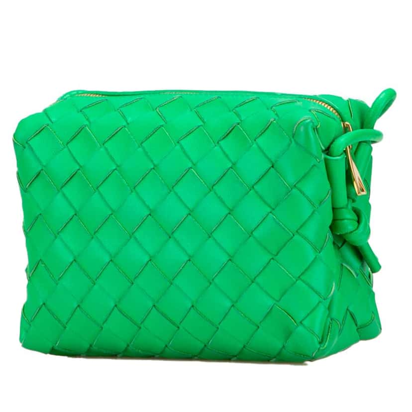 Bottega Veneta Mini Lambskin Intrecciato Loop Camera Bag Green Leather Good condition - Back View