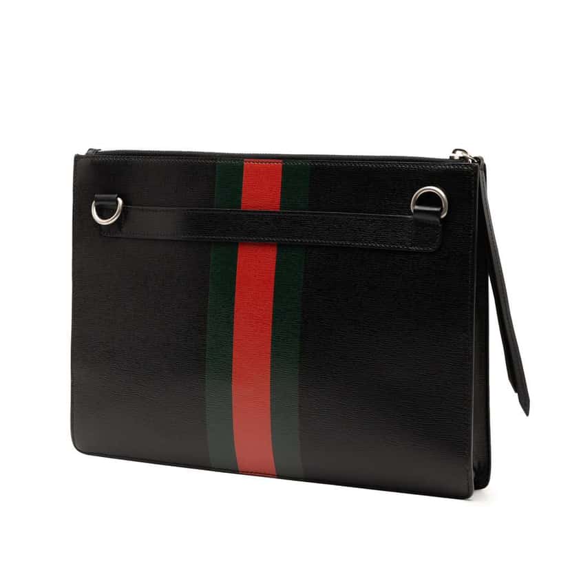 Gucci Leather Web Kingsnake Crossbody Black Leather Good condition - Back View