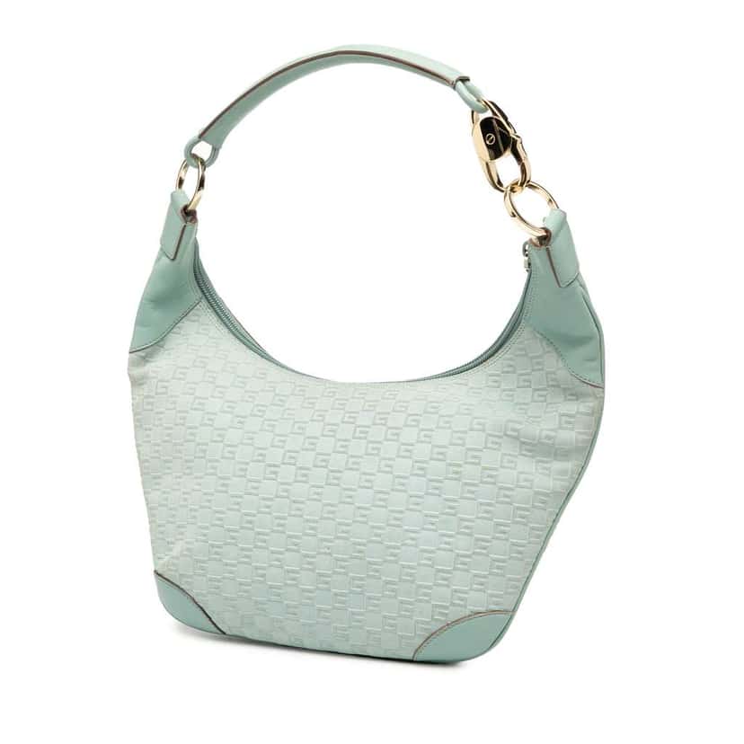Gucci G Square Suede Hobo Blue Leather Fair condition - Back View