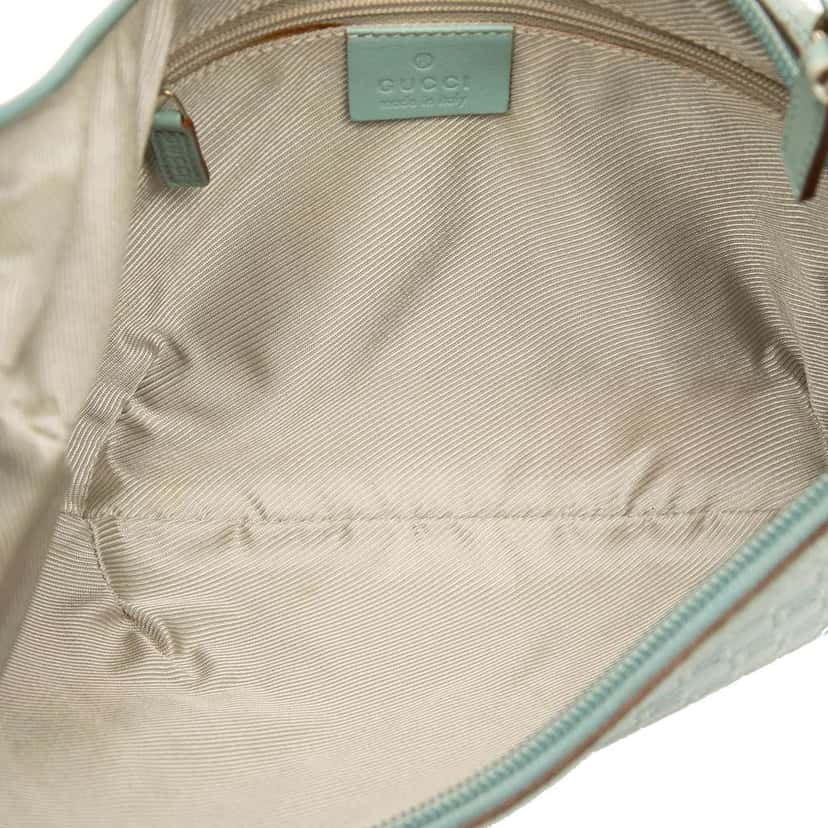 Gucci G Square Suede Hobo Blue Leather Fair condition - Model View