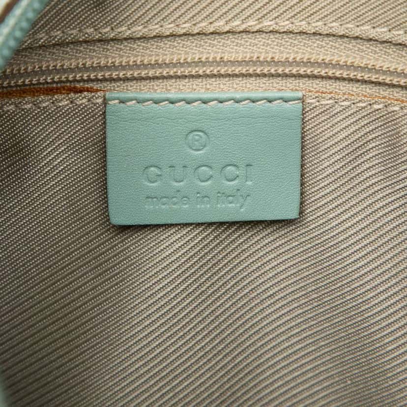 Gucci G Square Suede Hobo Blue Leather Fair condition - Box View