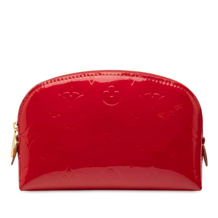 Louis Vuitton Monogram Vernis Cosmetic Pouch Red Leather Good condition - Front View
