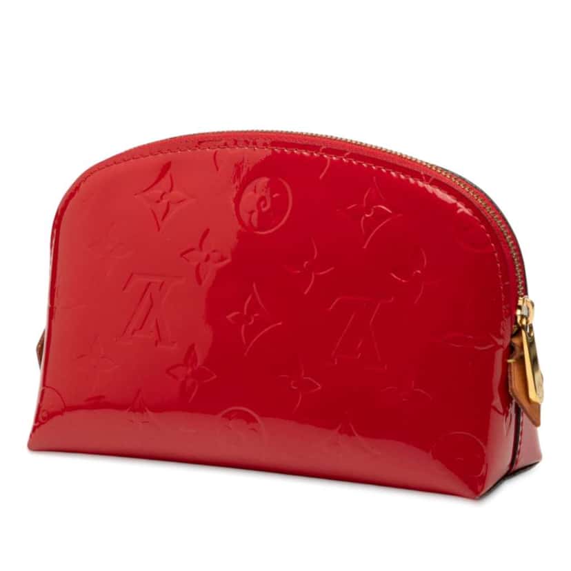 Louis Vuitton Monogram Vernis Cosmetic Pouch Red Leather Good condition - Back View