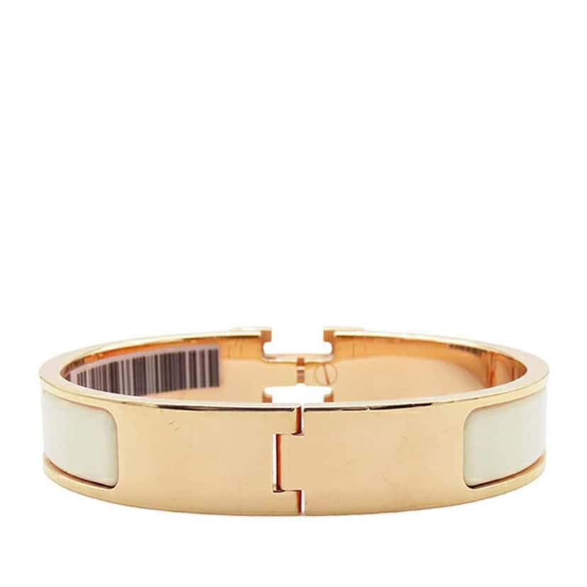 Hermès Narrow Enamel Clic H Bracelet PM White Good condition - Back View