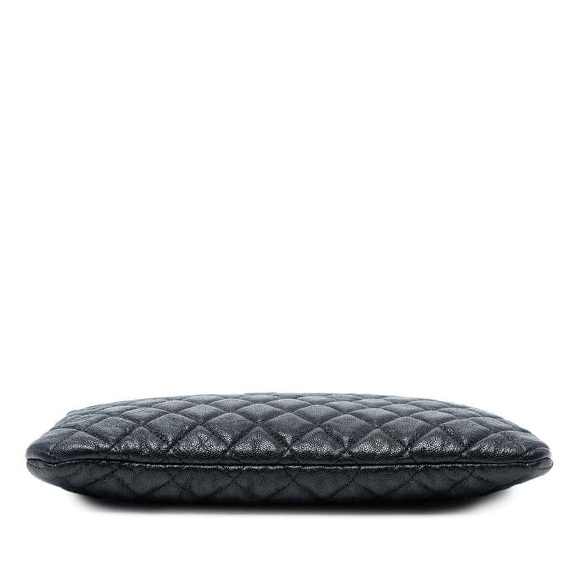 Chanel Medium Quilted Caviar Boy O Case Clutch Black Leather Good condition - Inside View