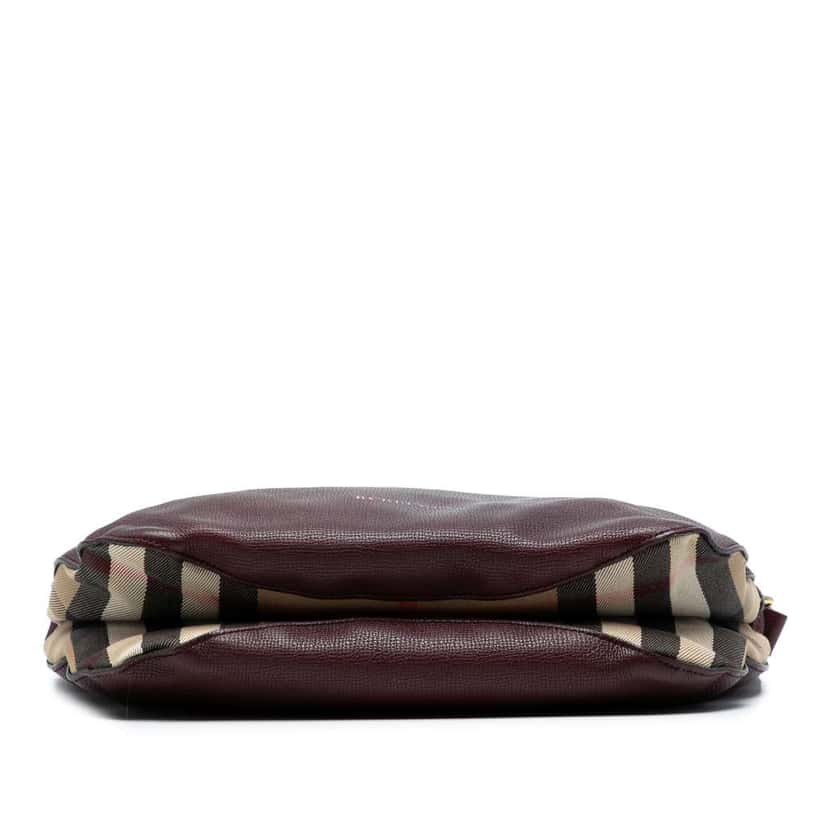 Burberry Small Grainy Calfskin and House Check Canvas Bingley Crossbody Red Leather Very good condition - Inside View