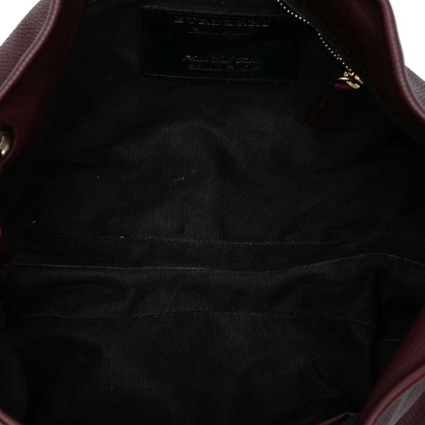Burberry Small Grainy Calfskin and House Check Canvas Bingley Crossbody Red Leather Very good condition - Model View