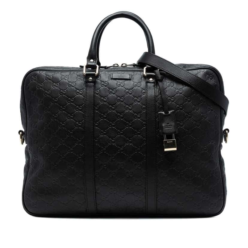 Gucci Guccissima Business Bag Black Leather Good condition - Front View