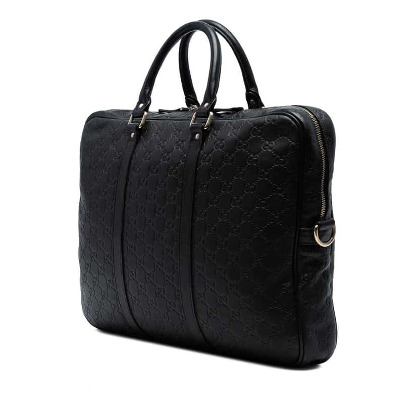 Gucci Guccissima Business Bag Black Leather Good condition - Back View