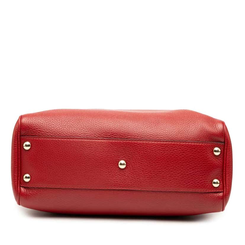 Gucci Small Calfskin Bamboo Shopper Satchel Red Leather Good condition - Inside View