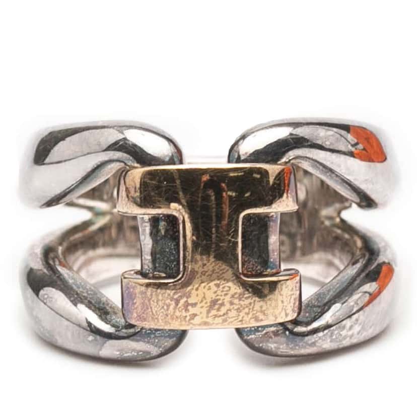 Hermès Sterling Silver and 18K Yellow Gold History Ring Silver Silver Good condition - Front View