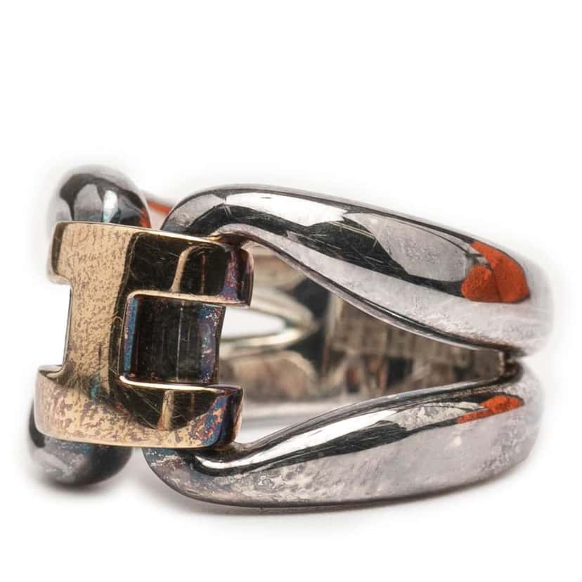 Hermès Sterling Silver and 18K Yellow Gold History Ring Silver Silver Good condition - Back View