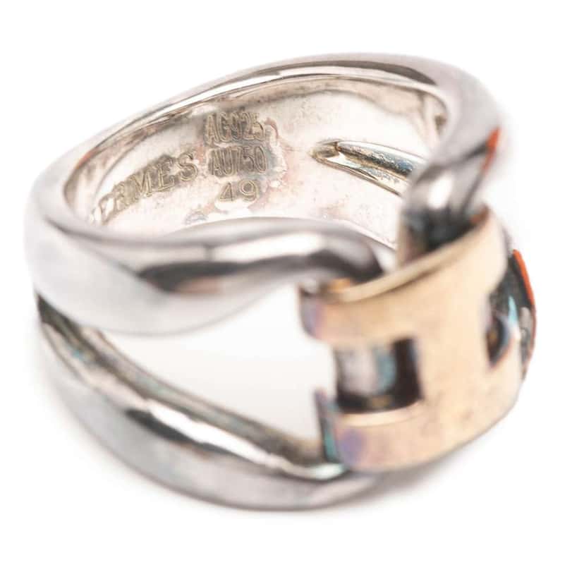 Hermès Sterling Silver and 18K Yellow Gold History Ring Silver Silver Good condition - Model View