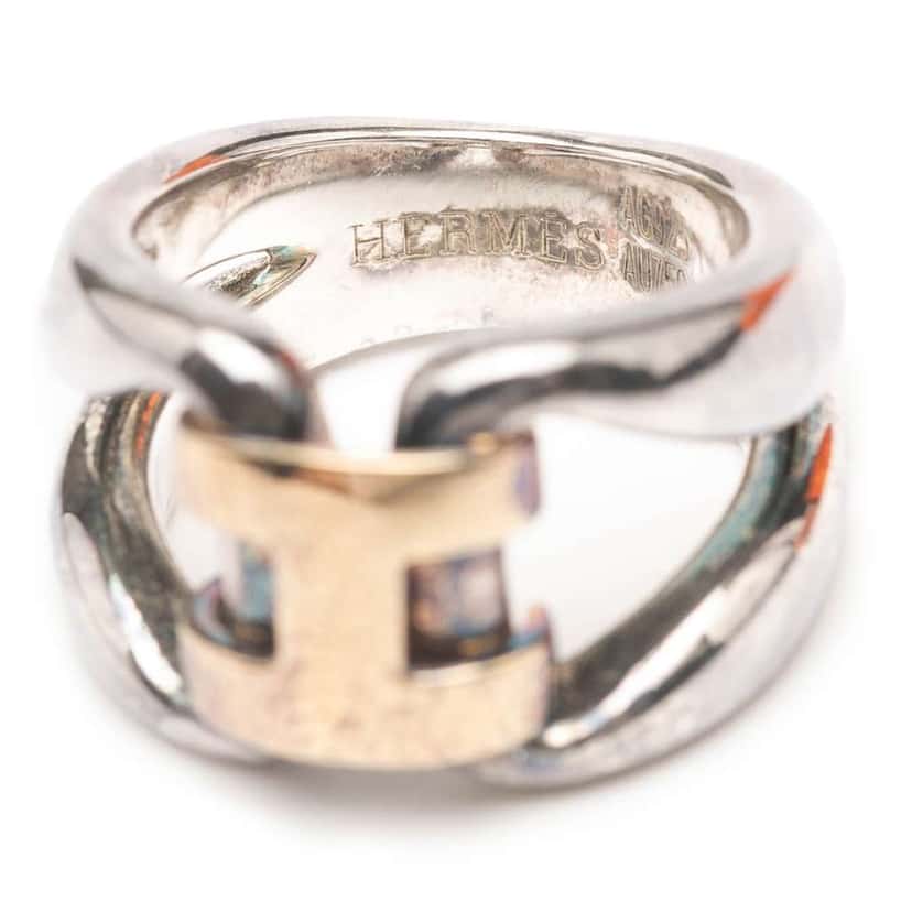 Hermès Sterling Silver and 18K Yellow Gold History Ring Silver Silver Good condition - Box View