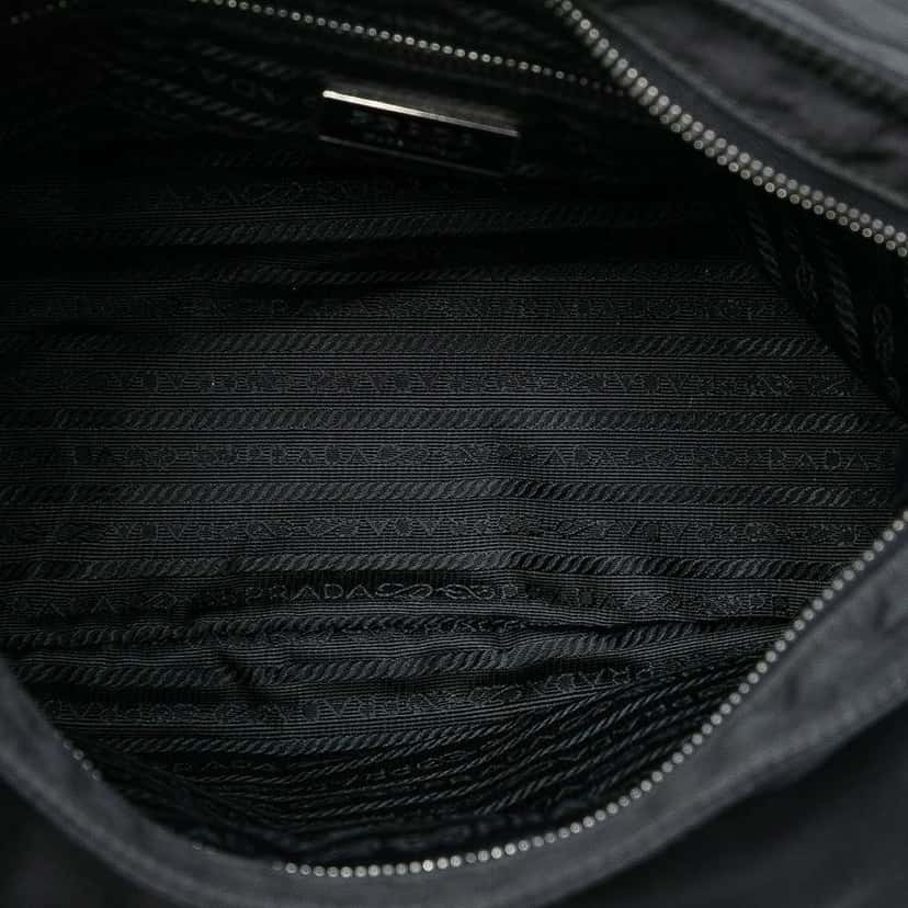 Prada Saffiano Trimmed Tessuto Buckle Messenger Bag Black Good condition - Model View