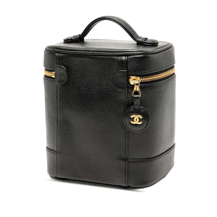 Chanel CC Caviar Vanity Bag Black Leather Good condition - Back View