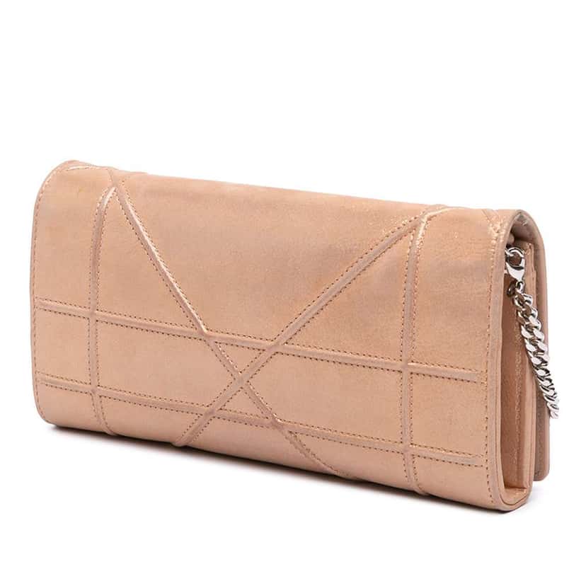 Dior Metallic Grained Calfskin Diorama Wallet on Chain Gold Leather Good condition - Back View