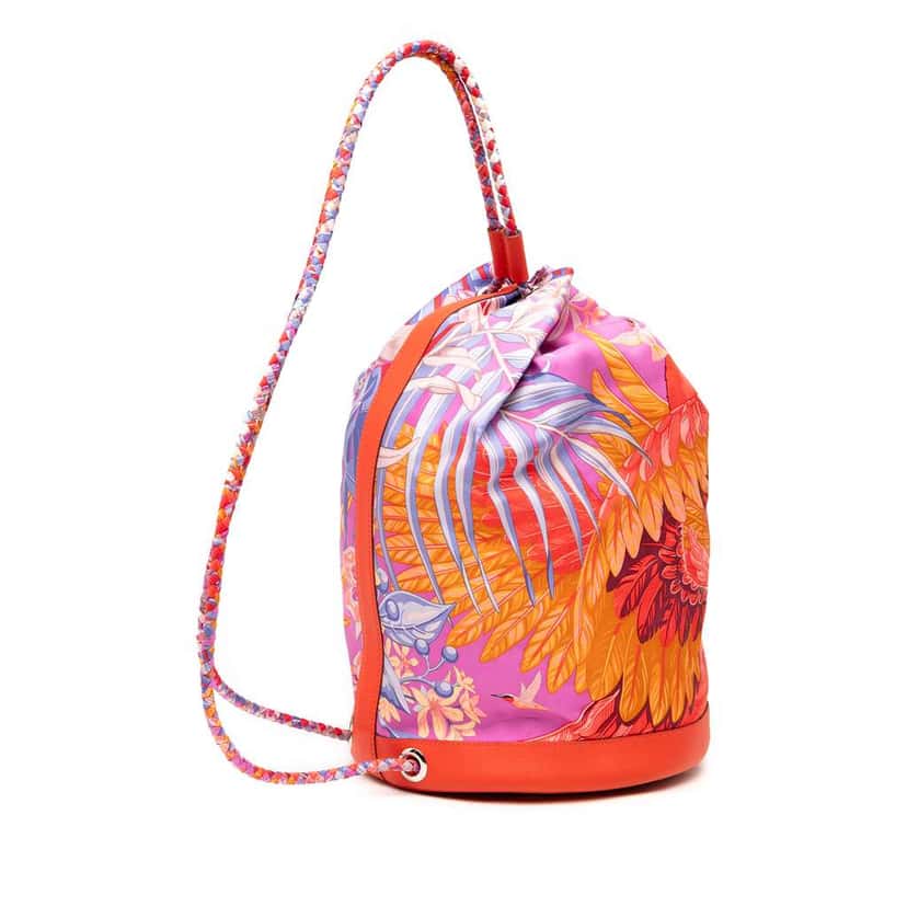 Hermès Silk Flamingo Party Sac Soie Cool 22 Orange Silk Good condition - Back View