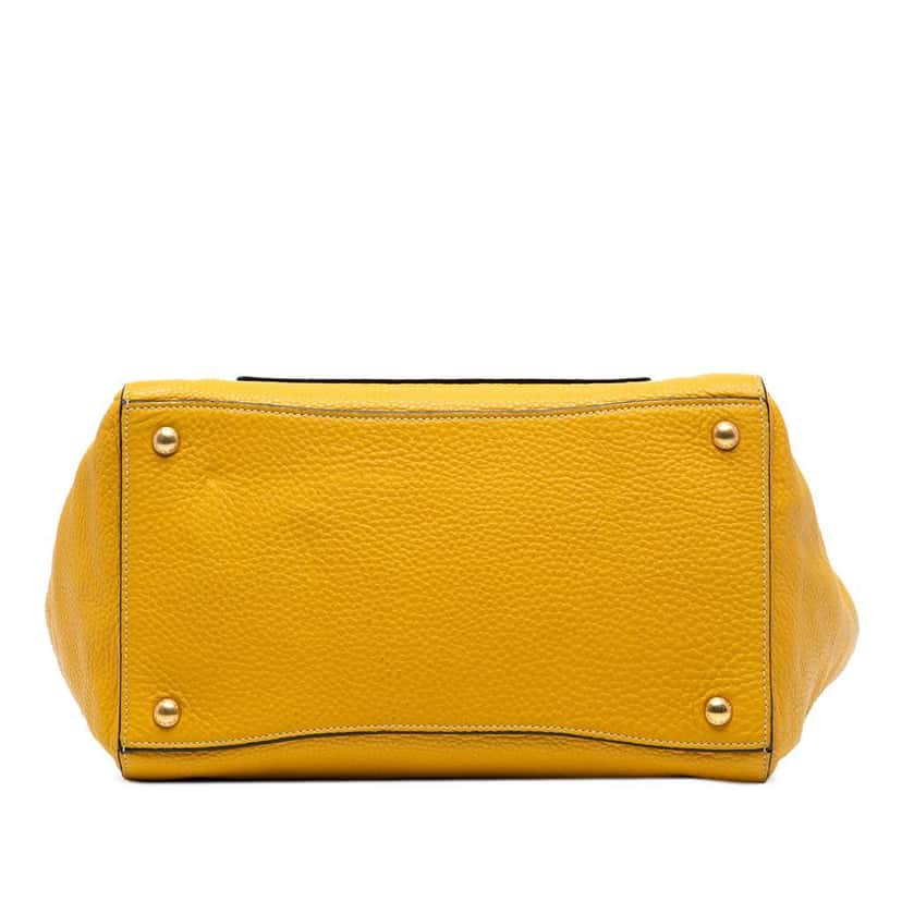 Prada Vitello Daino Front Pocket Open Convertible Tote Yellow Leather Good condition - Inside View