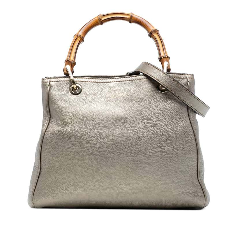 Gucci Small Calfskin Bamboo Shopper Satchel Gold Leather Good condition - Front View