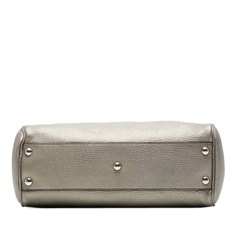 Gucci Small Calfskin Bamboo Shopper Satchel Gold Leather Good condition - Inside View