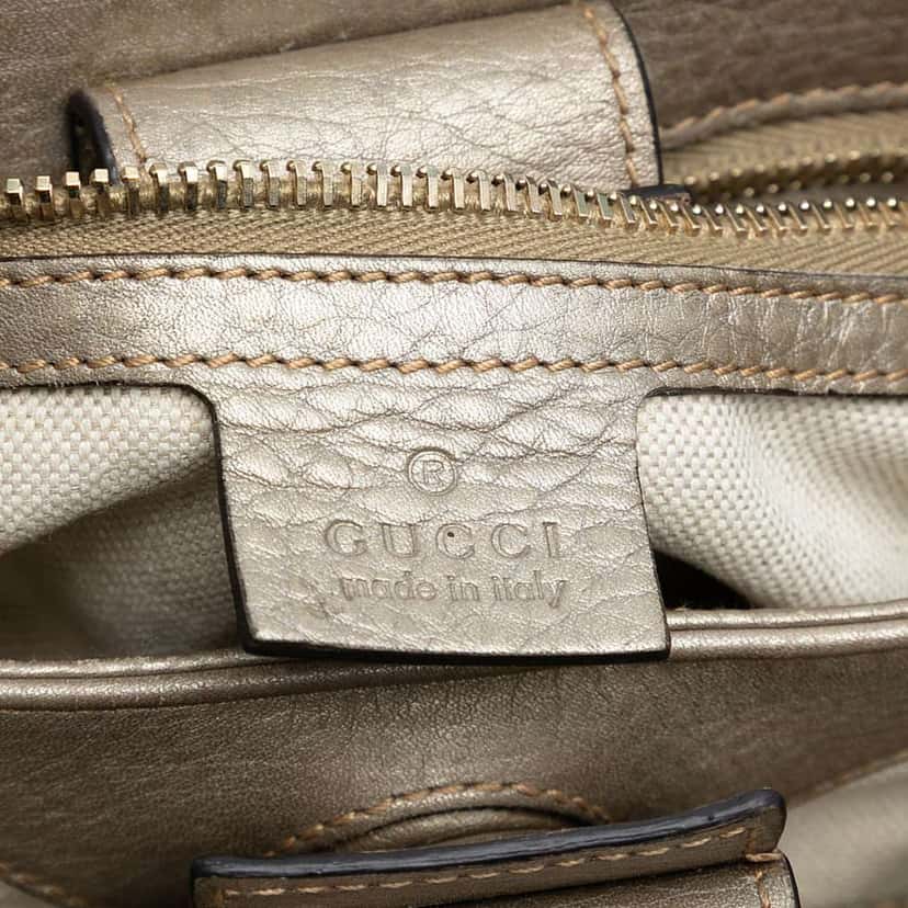 Gucci Small Calfskin Bamboo Shopper Satchel Gold Leather Good condition - Box View
