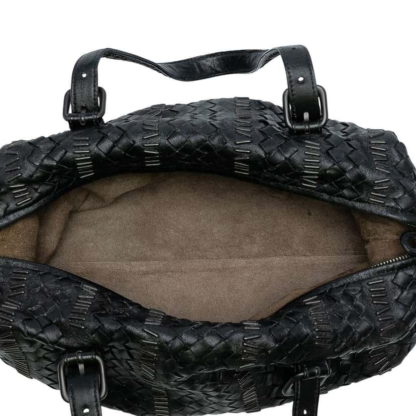 Bottega Veneta Nappa Intrecciato Stitched Handbag Black Leather Good condition - Model View
