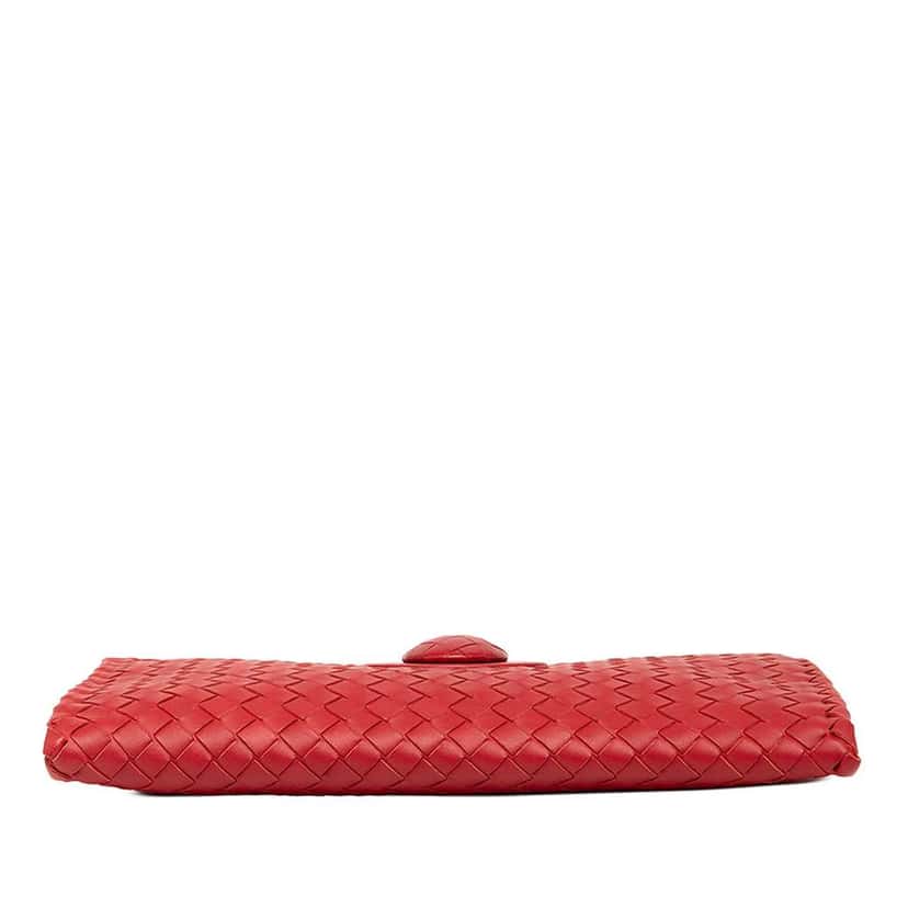 Bottega Veneta Nappa Intrecciato Turn Lock Clutch Red Leather Good condition - Inside View