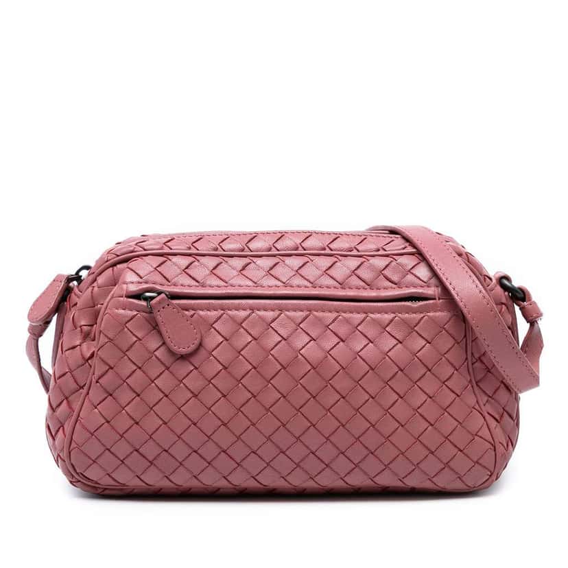 Bottega Veneta Nappa Intrecciato Crossbody Pink Leather Good condition - Front View