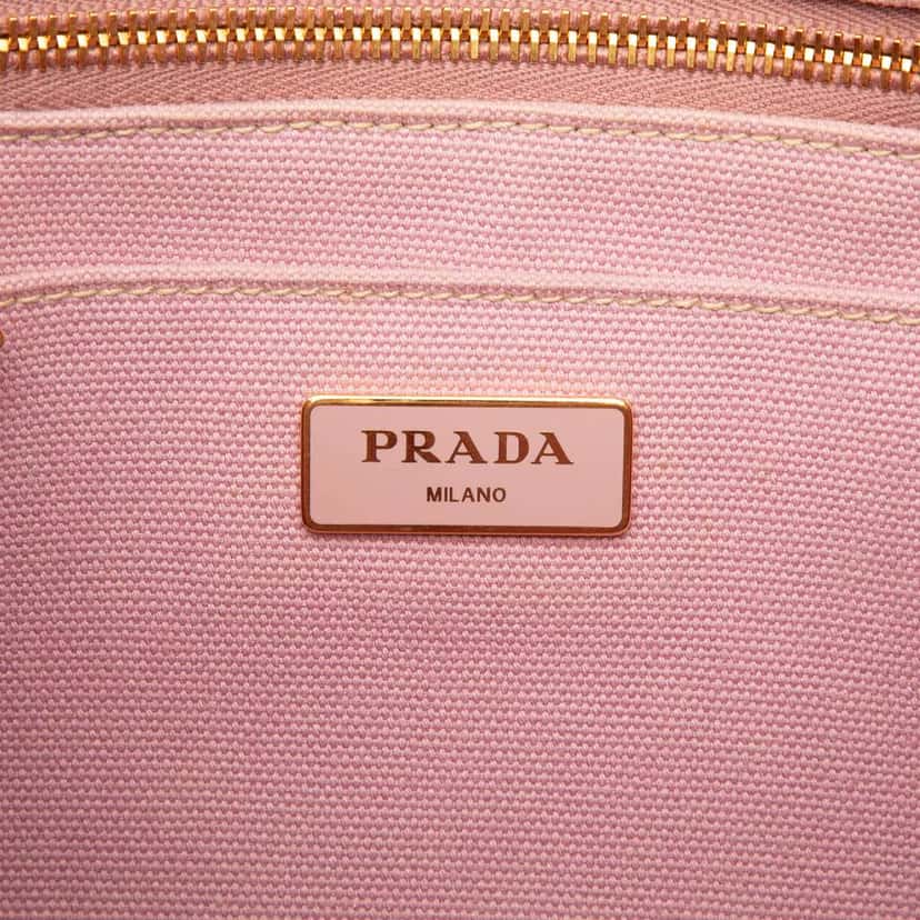 Prada Small Canvas Canapa Logo Satchel Pink Canvas Good condition - Box View