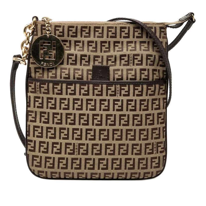 Fendi Zucchino Coated Canvas Forever Crossbody Brown Canvas Very good condition - Front View