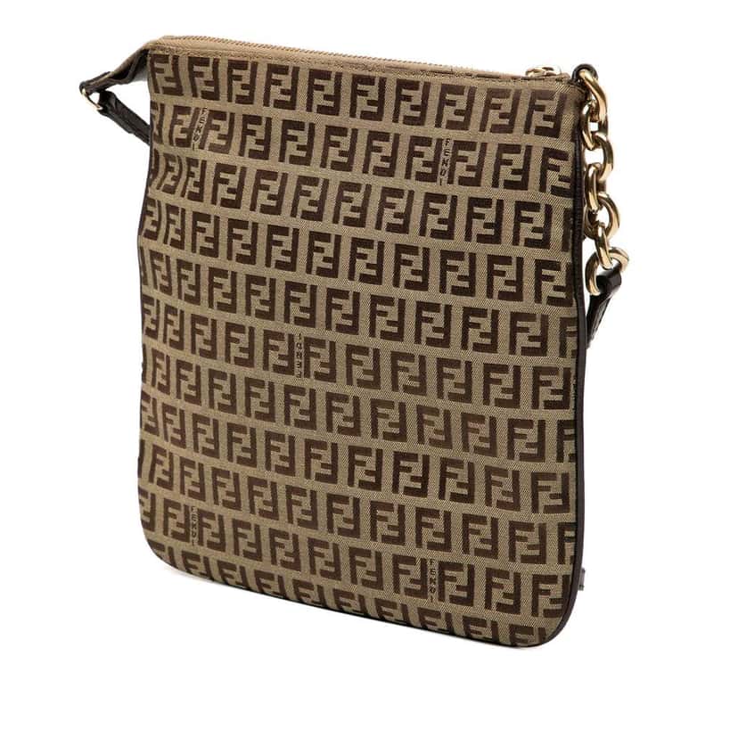 Fendi Zucchino Coated Canvas Forever Crossbody Brown Canvas Very good condition - Back View