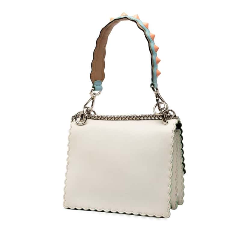Fendi Small Scalloped Leather Kan I Satchel White Leather Good condition - Back View