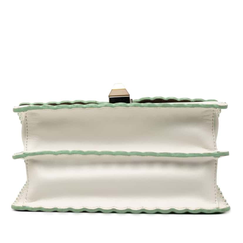 Fendi Small Scalloped Leather Kan I Satchel White Leather Good condition - Inside View