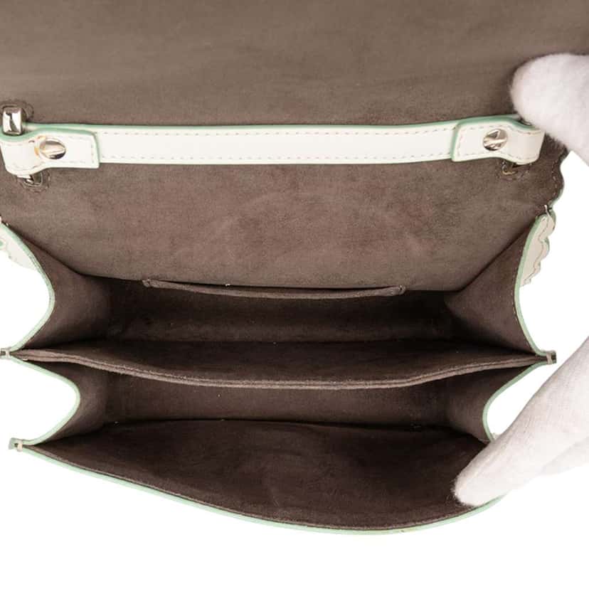 Fendi Small Scalloped Leather Kan I Satchel White Leather Good condition - Model View