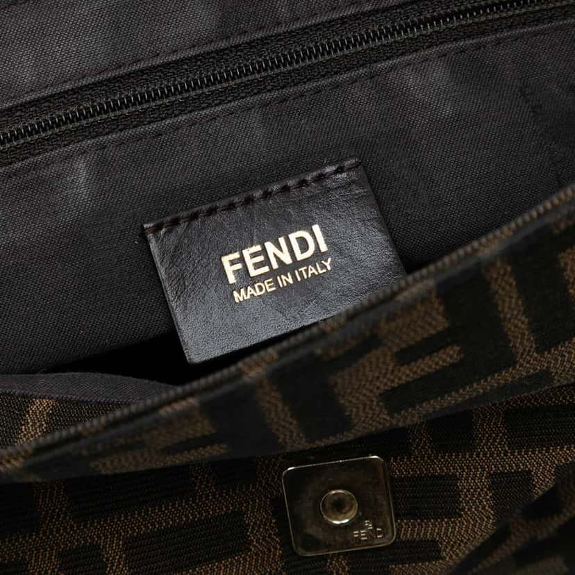 Fendi Zucca Canvas Mia Flap Shoulder Bag Brown Canvas Good condition - Box View