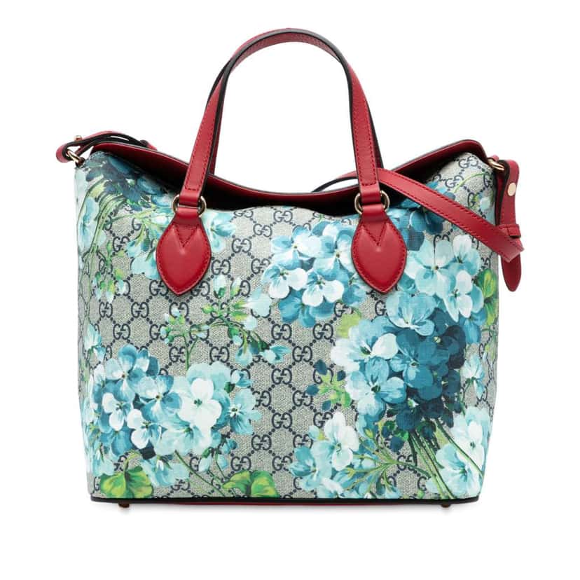 Gucci GG Supreme Blooms Linea A Fold Over Tote Brown Canvas Good condition - Front View